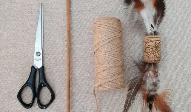 DIY Cat Toys Feather Wand Toy